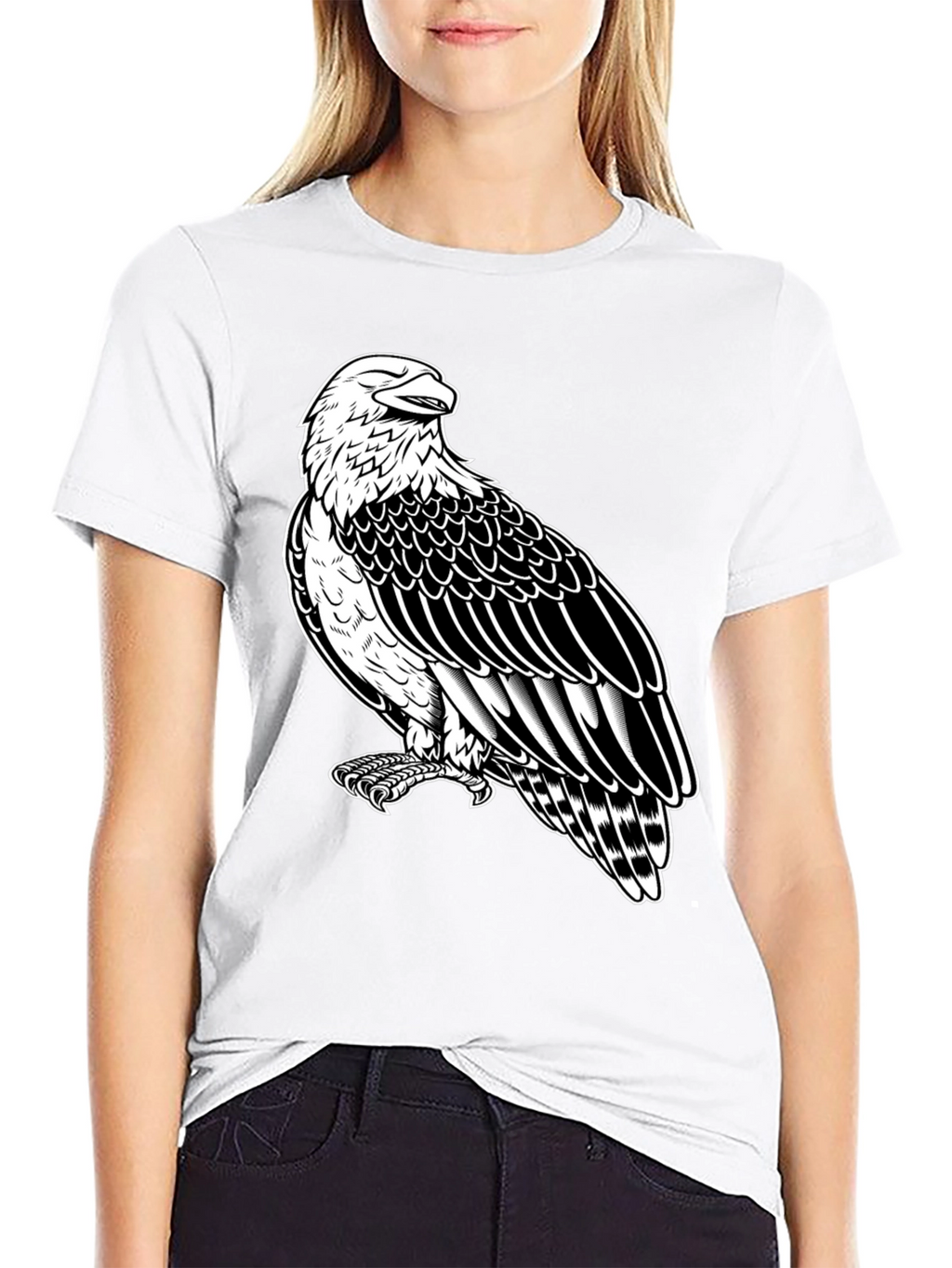 Eagle Graphic Tee - Black Cotton Shirt