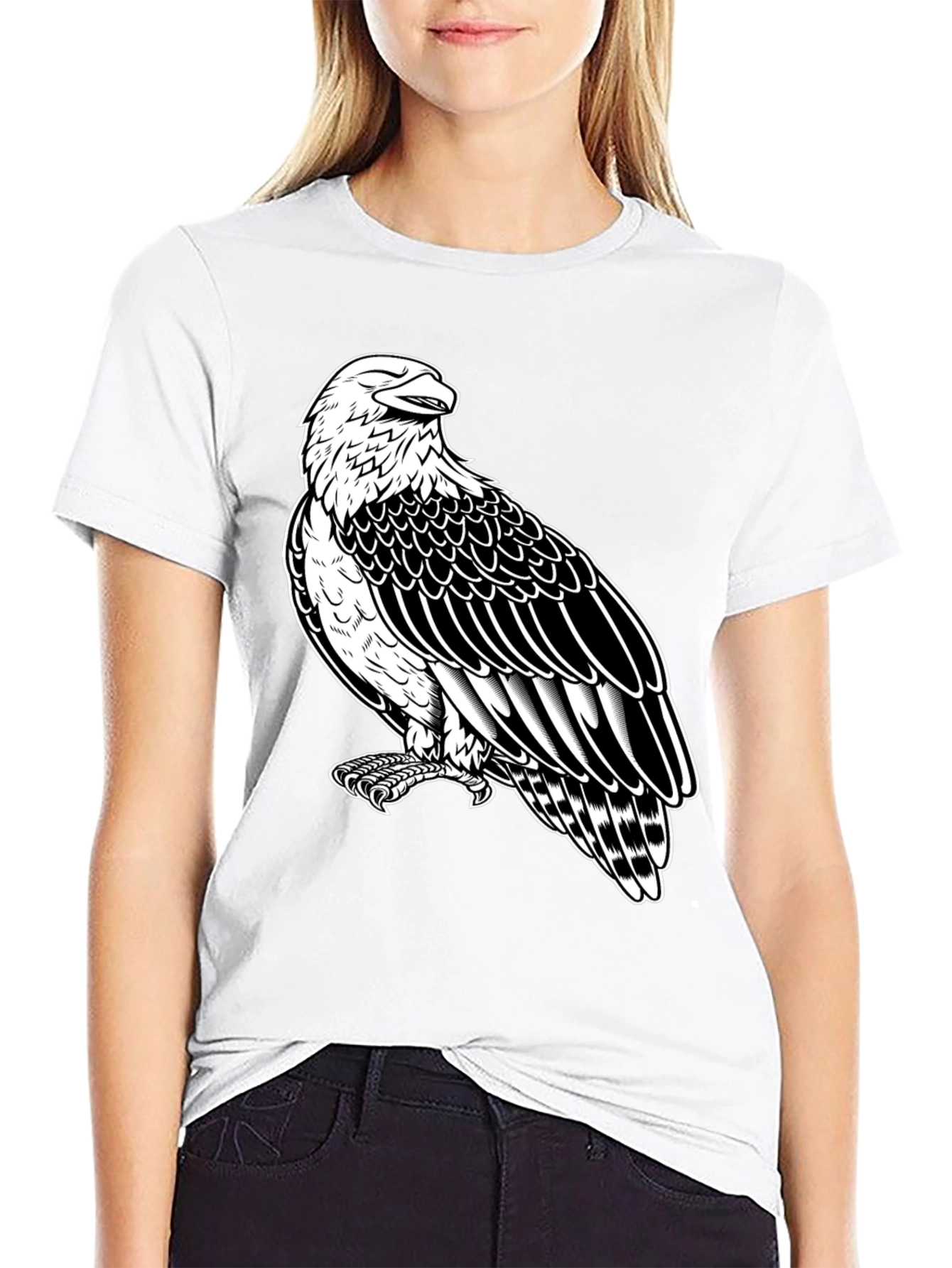 Eagle Graphic Tee - Black Cotton Shirt
