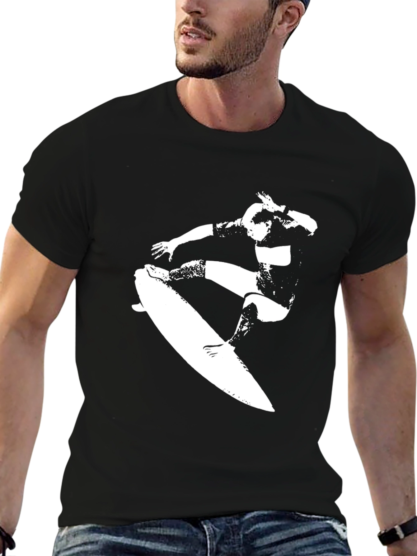 Black Surfer Graphic Tee - Casual Style