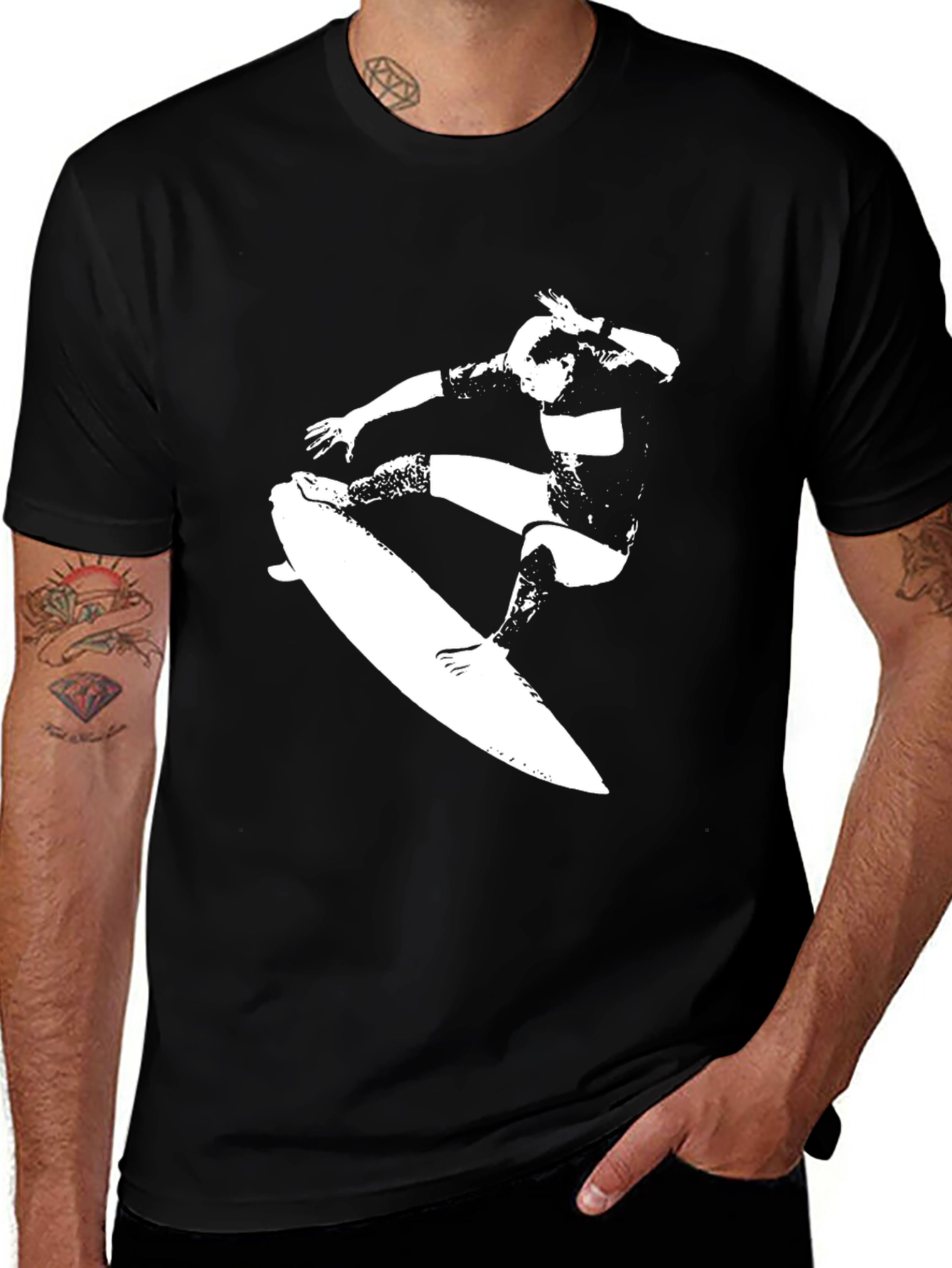 Black Surfer Graphic Tee - Casual Style