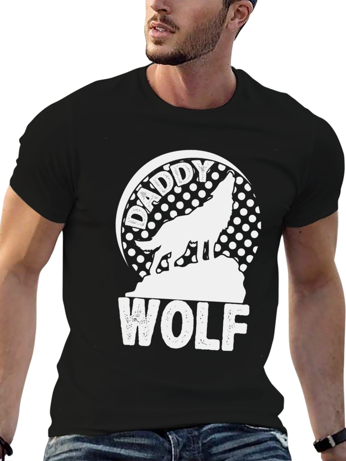 Daddy Wolf Black T-Shirt - Graphic Tee