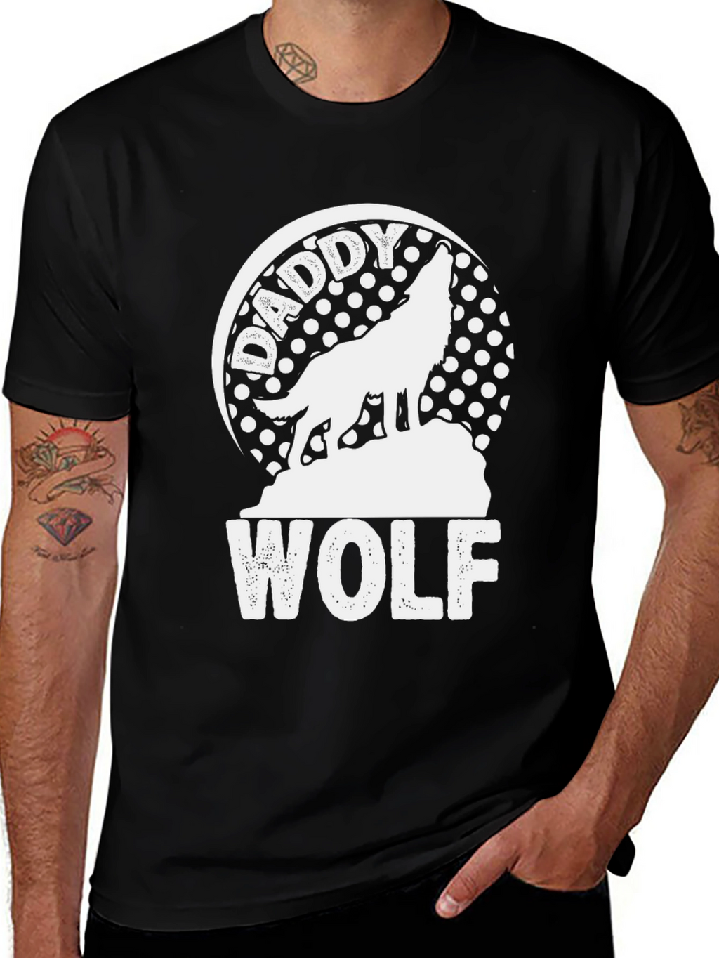 Daddy Wolf Black T-Shirt - Graphic Tee
