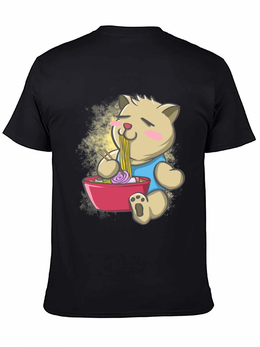 Cute Ramen Bear Black T-Shirt