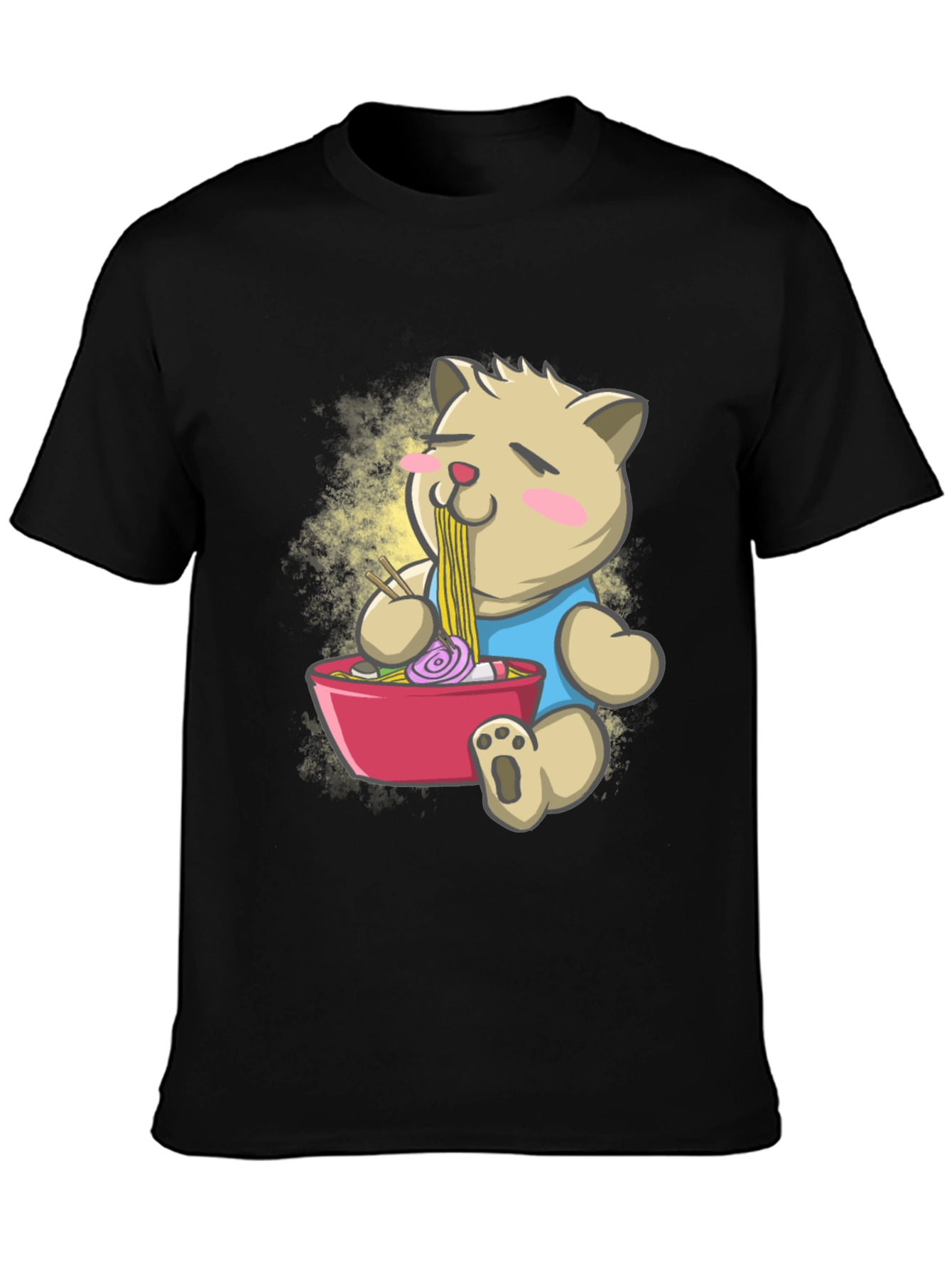 Cute Ramen Bear Black T-Shirt