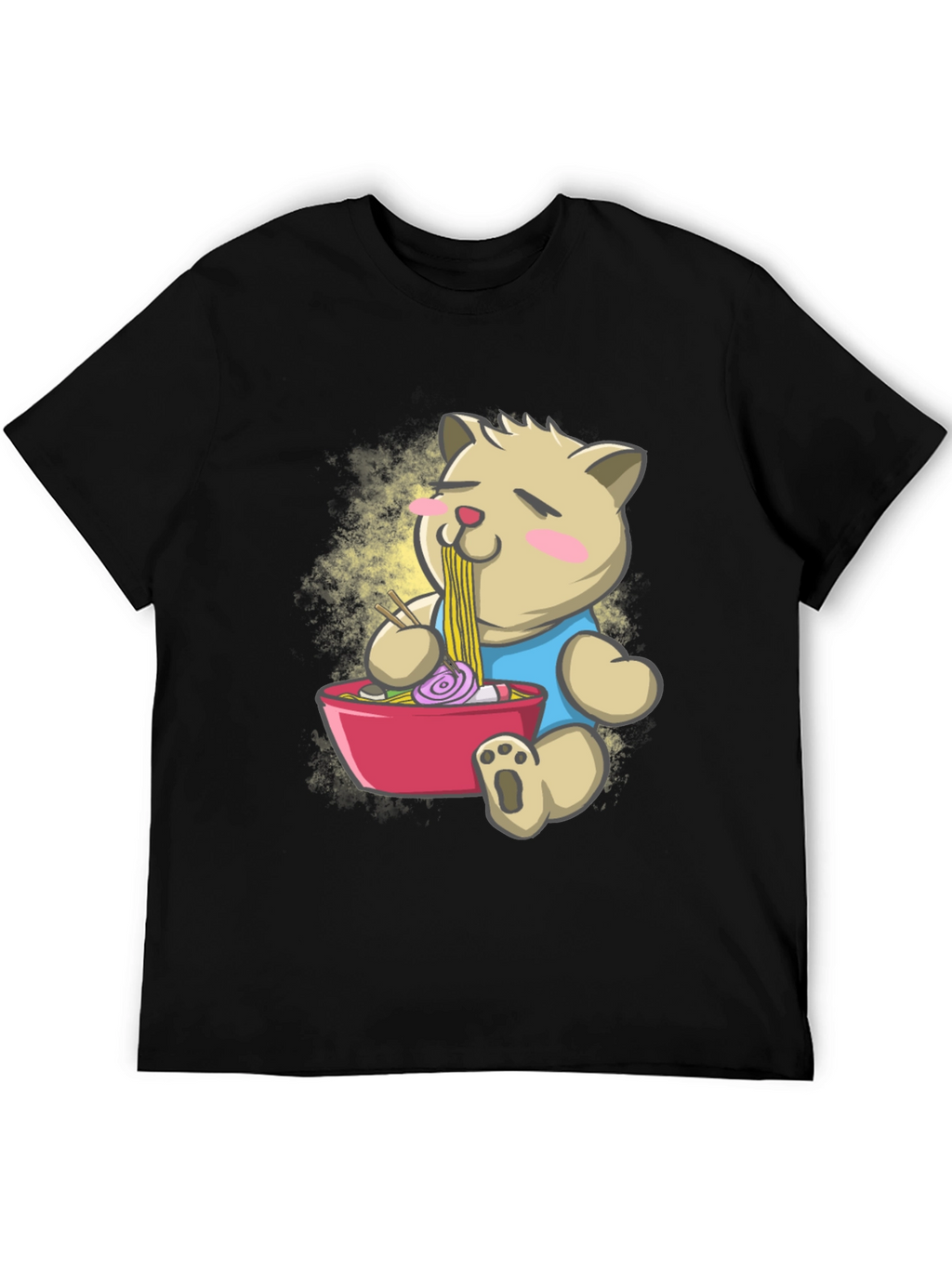 Cute Ramen Bear Black T-Shirt