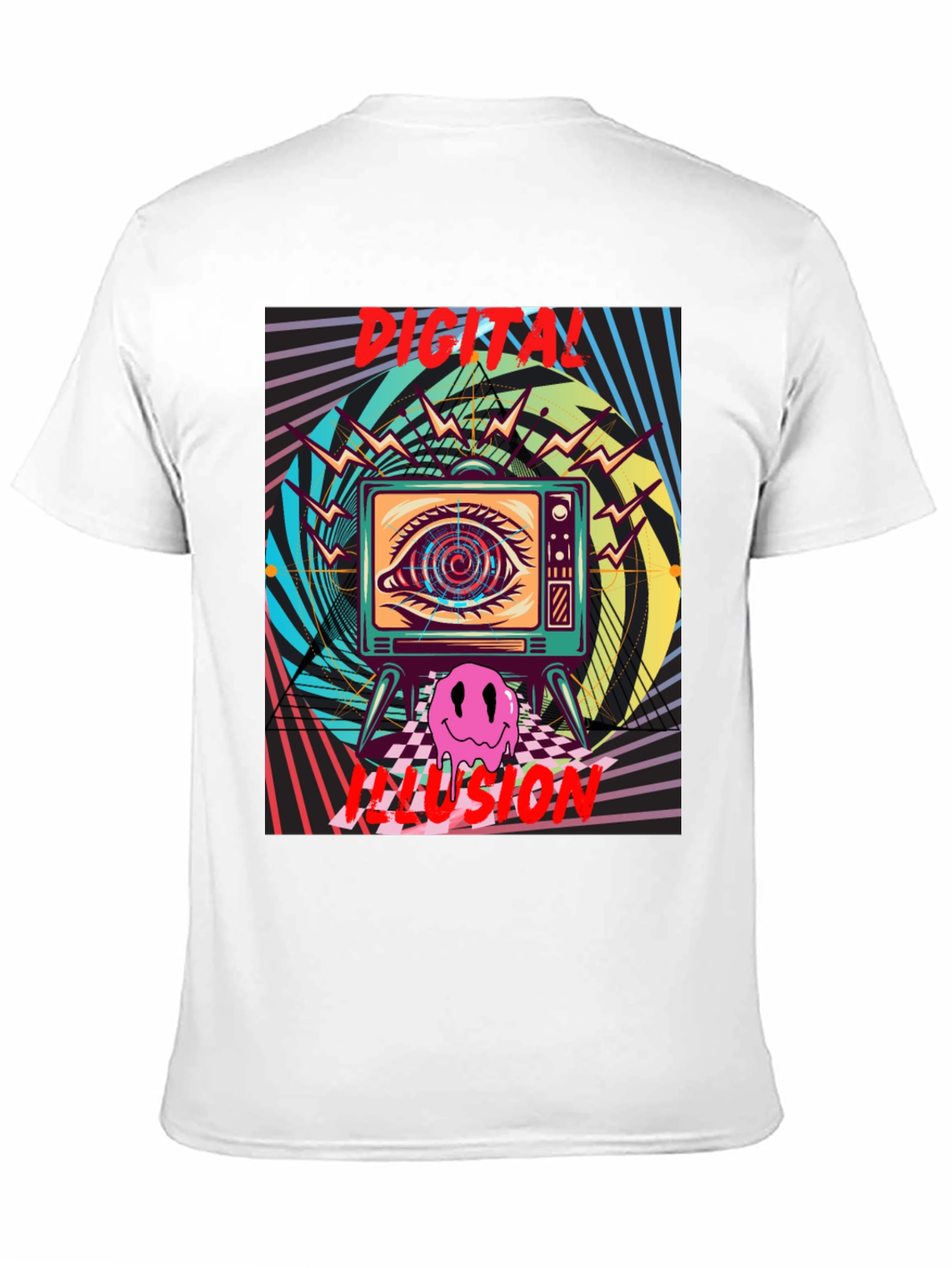 Digital Illusion Graphic Tee - Retro Psychedelic Shirt