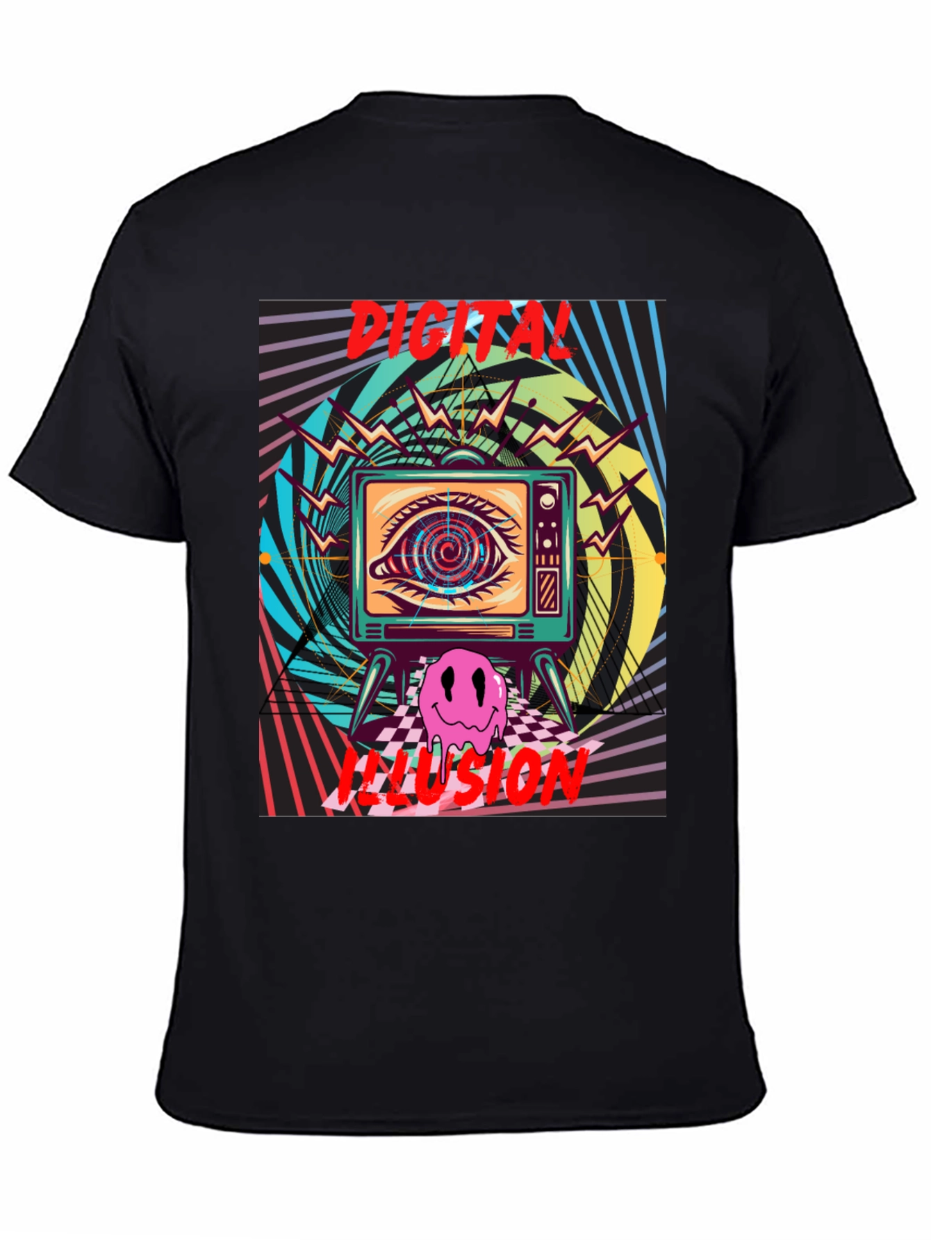 Digital Illusion Graphic Tee - Retro Psychedelic Shirt