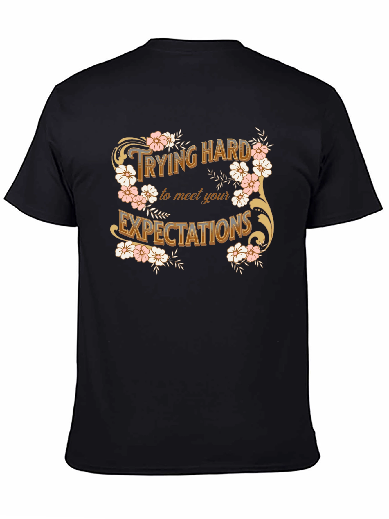 Trying Hard Floral Graphic Tee - Black