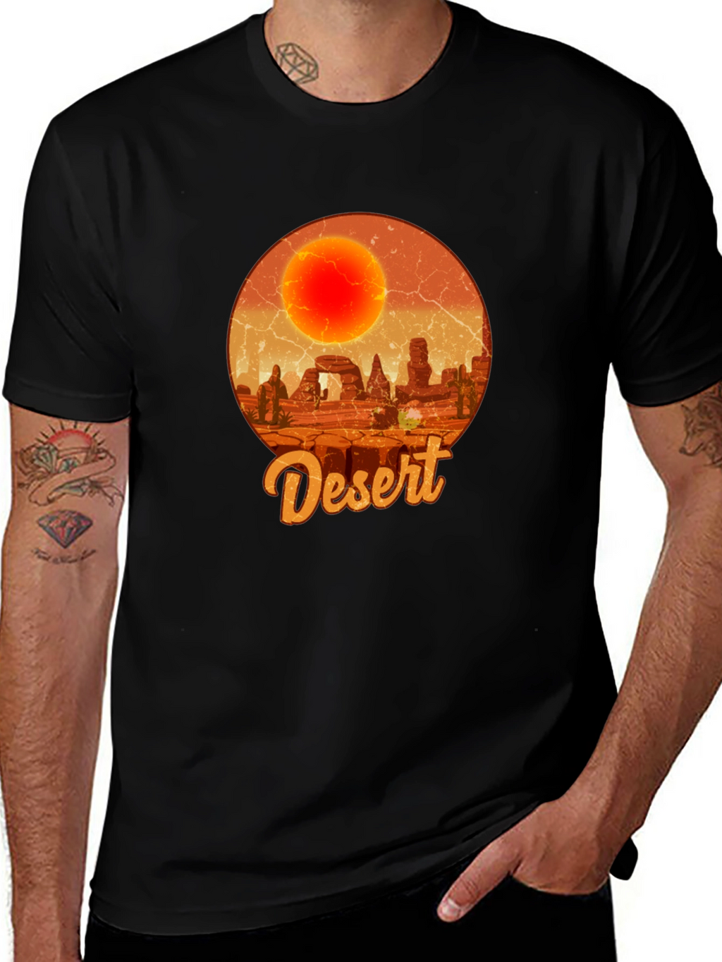 Desert Graphic Tee - Retro Sunscape T-Shirt