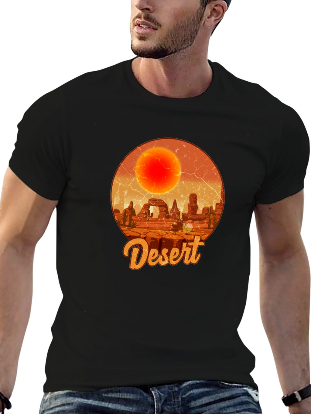 Desert Graphic Tee - Retro Sunscape T-Shirt