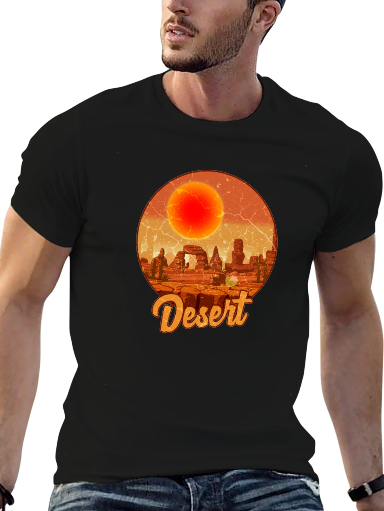 Desert Graphic Tee - Retro Sunscape T-Shirt