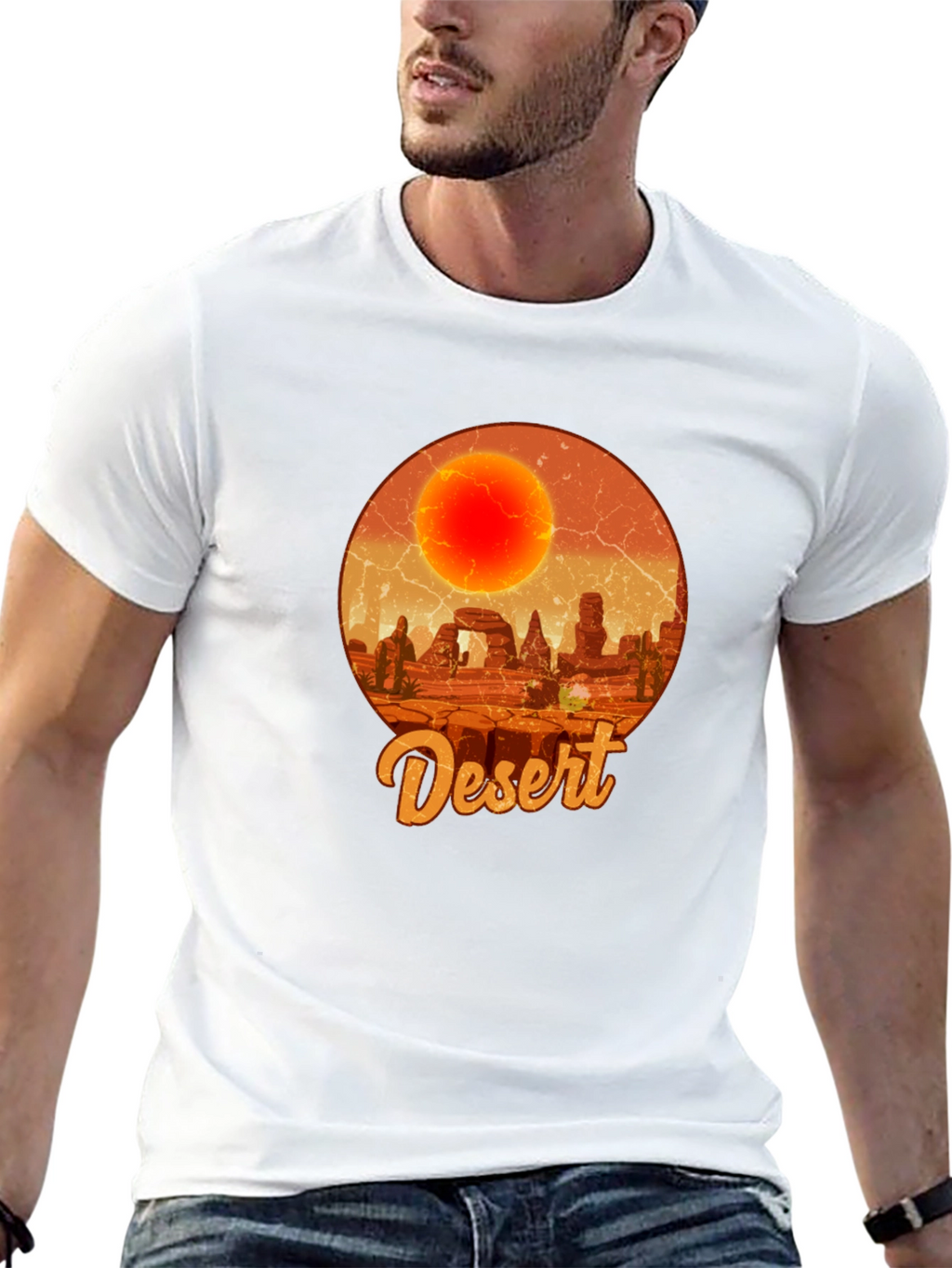 Desert Graphic Tee - Retro Sunscape T-Shirt