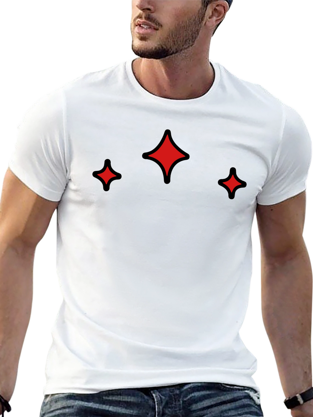 Modern Black Tee with Red Sparkle Design