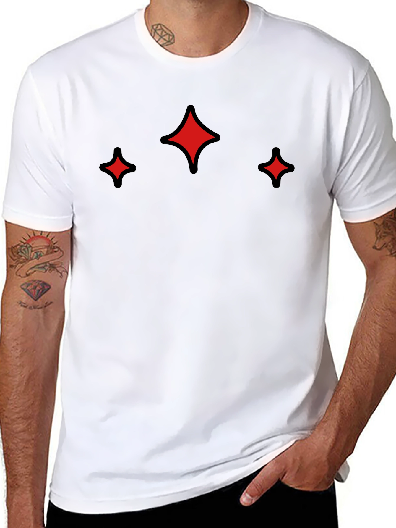 Modern Black Tee with Red Sparkle Design