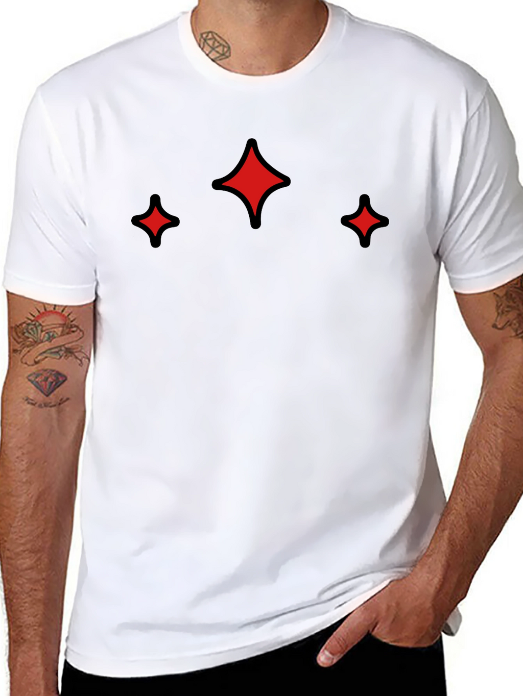 Modern Black Tee with Red Sparkle Design