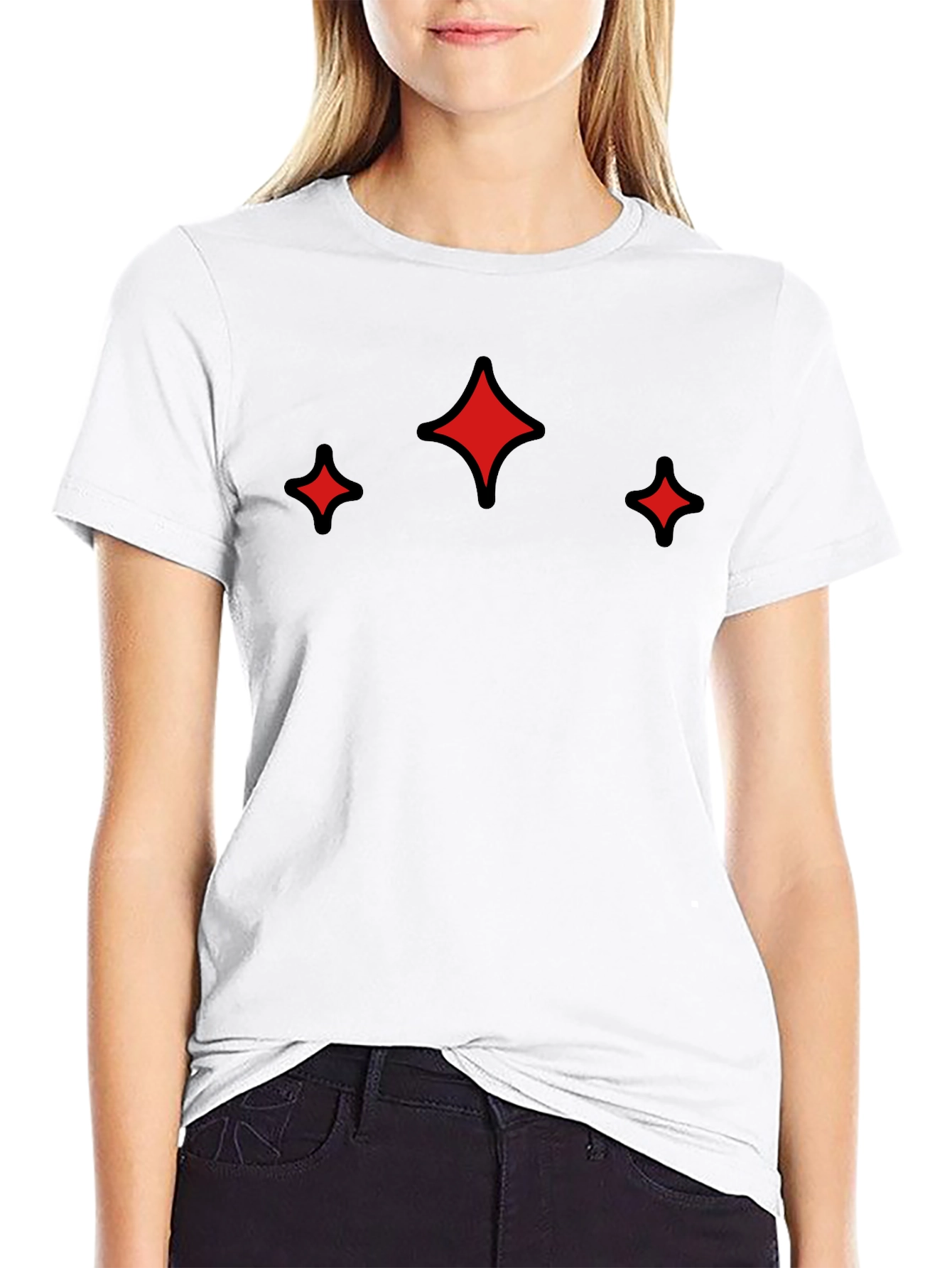 Modern Black Tee with Red Sparkle Design