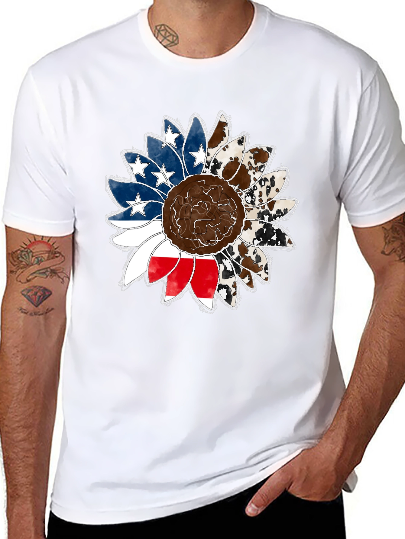 American Flag Sunflower Graphic Tee