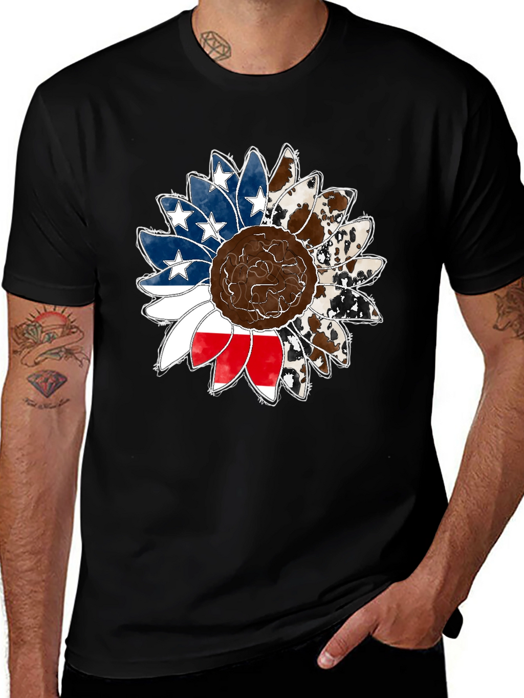 American Flag Sunflower Graphic Tee