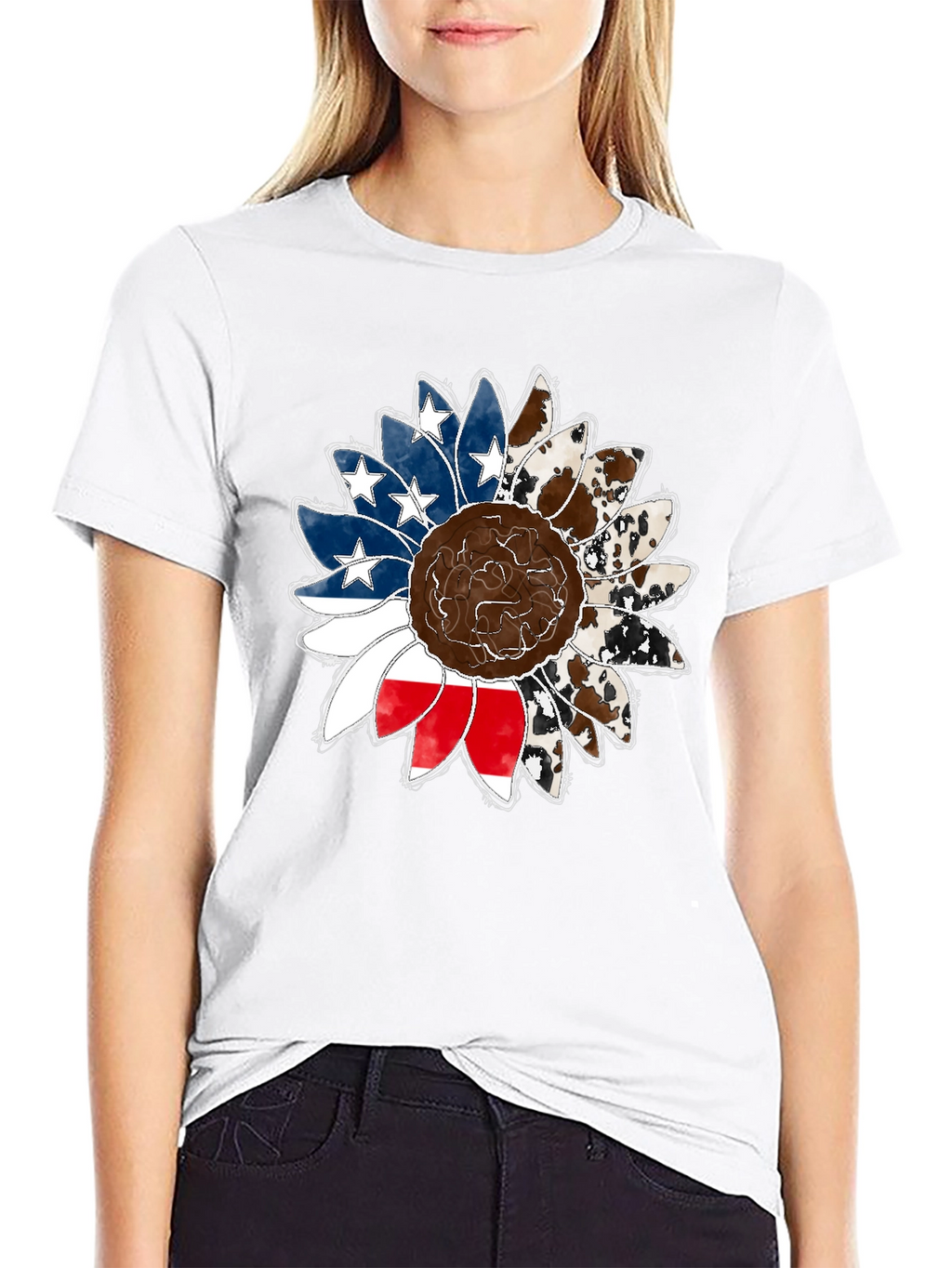 American Flag Sunflower Graphic Tee