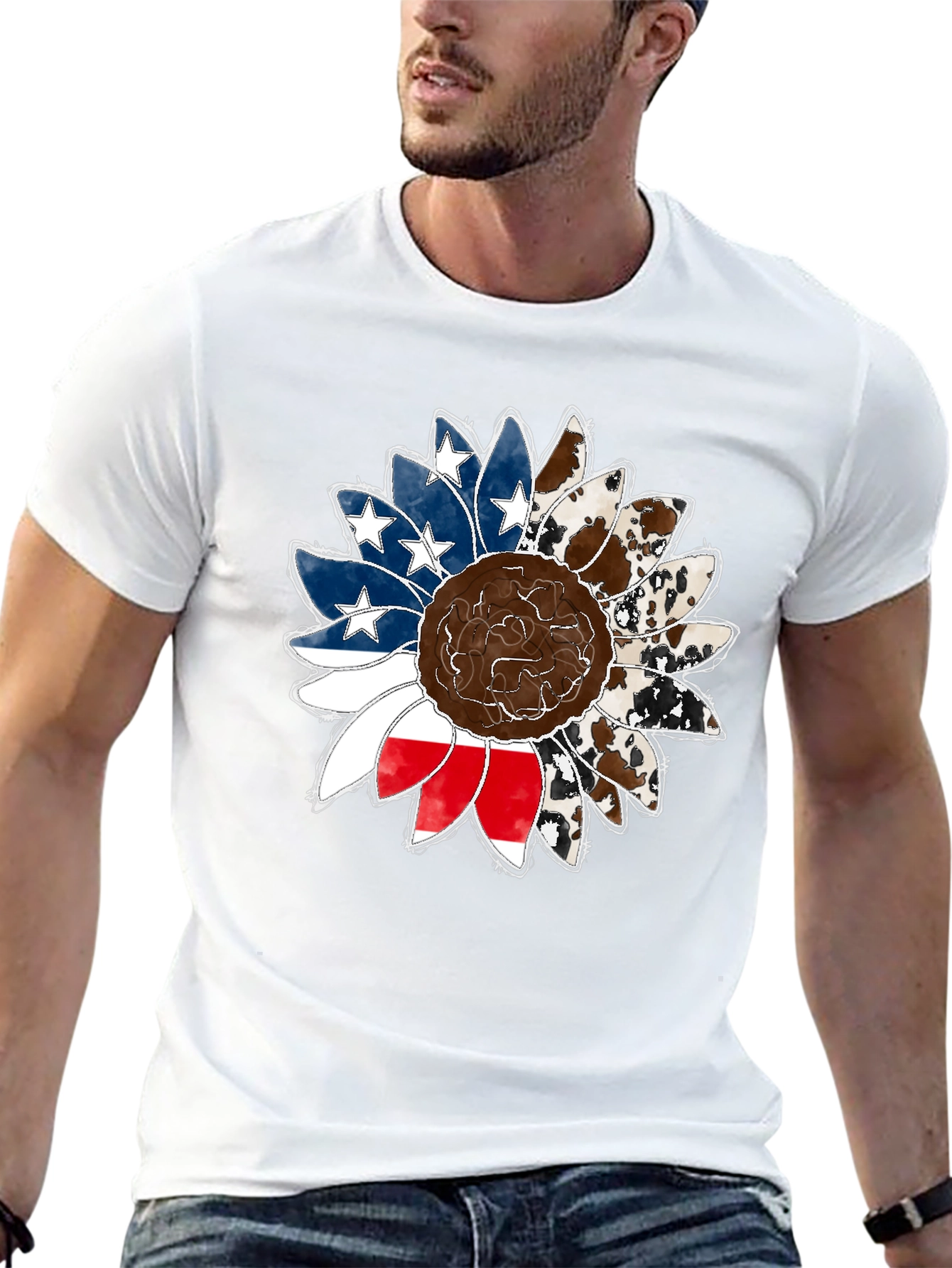 American Flag Sunflower Graphic Tee