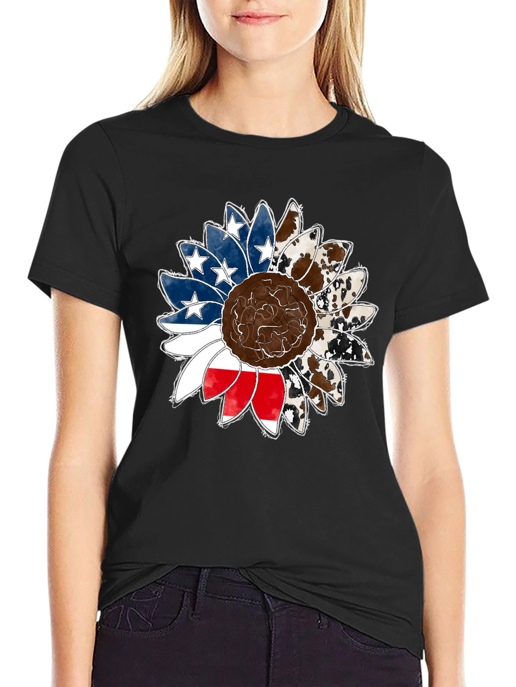 American Flag Sunflower Graphic Tee