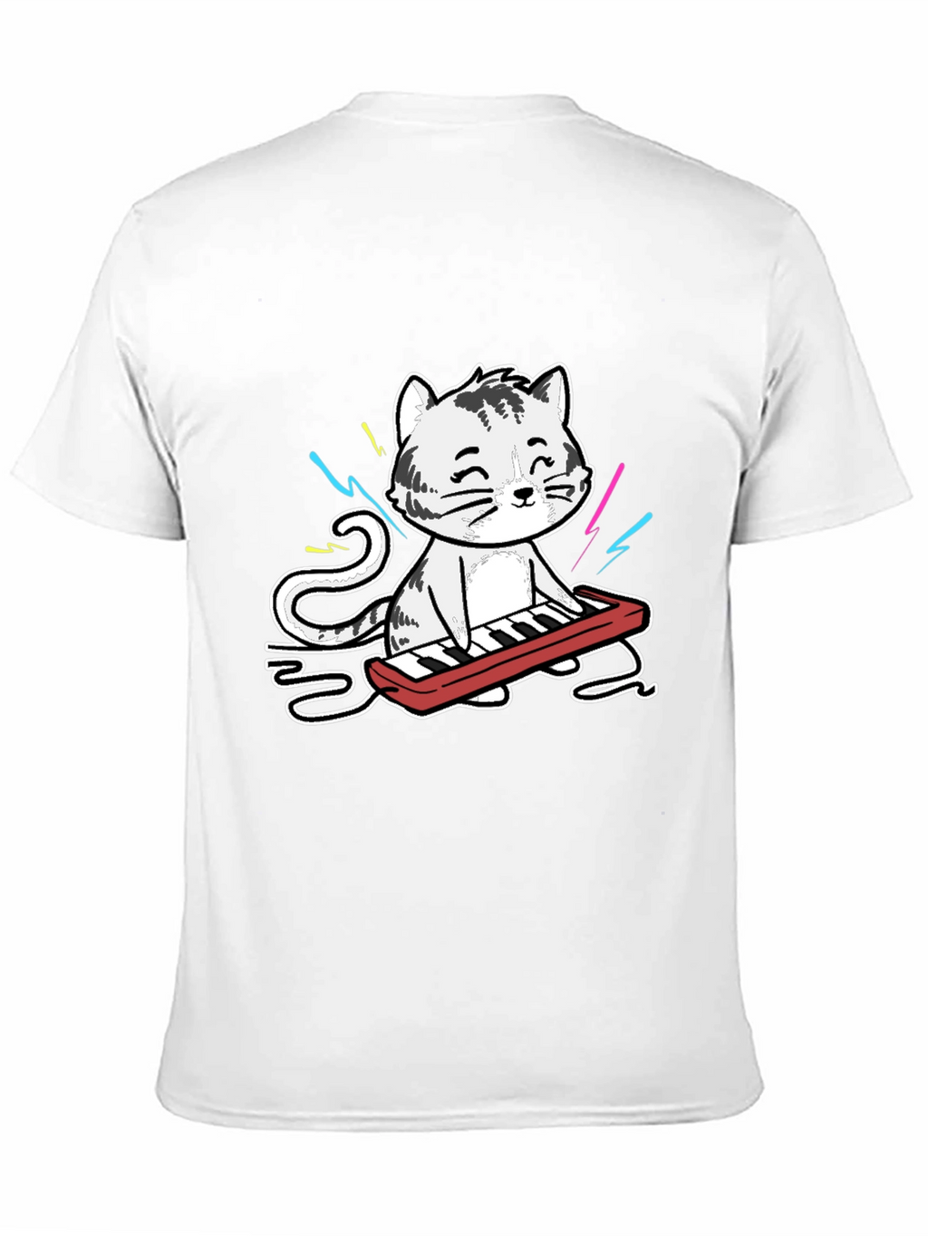 Cool Cat Keyboardist Graphic T-Shirt