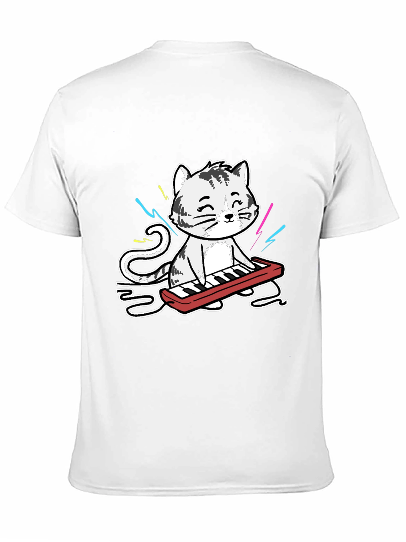 Cool Cat Keyboardist Graphic T-Shirt