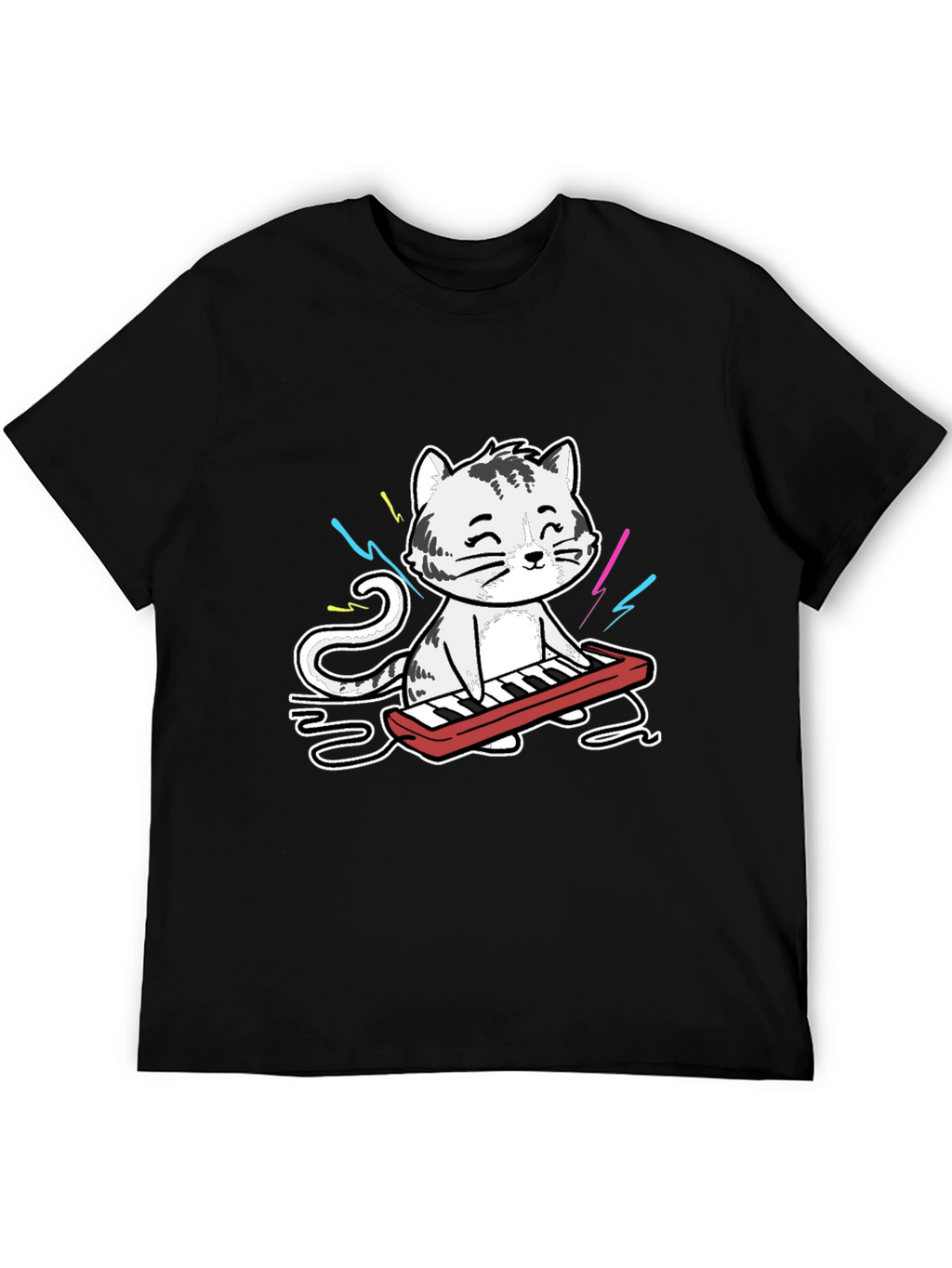 Cool Cat Keyboardist Graphic T-Shirt