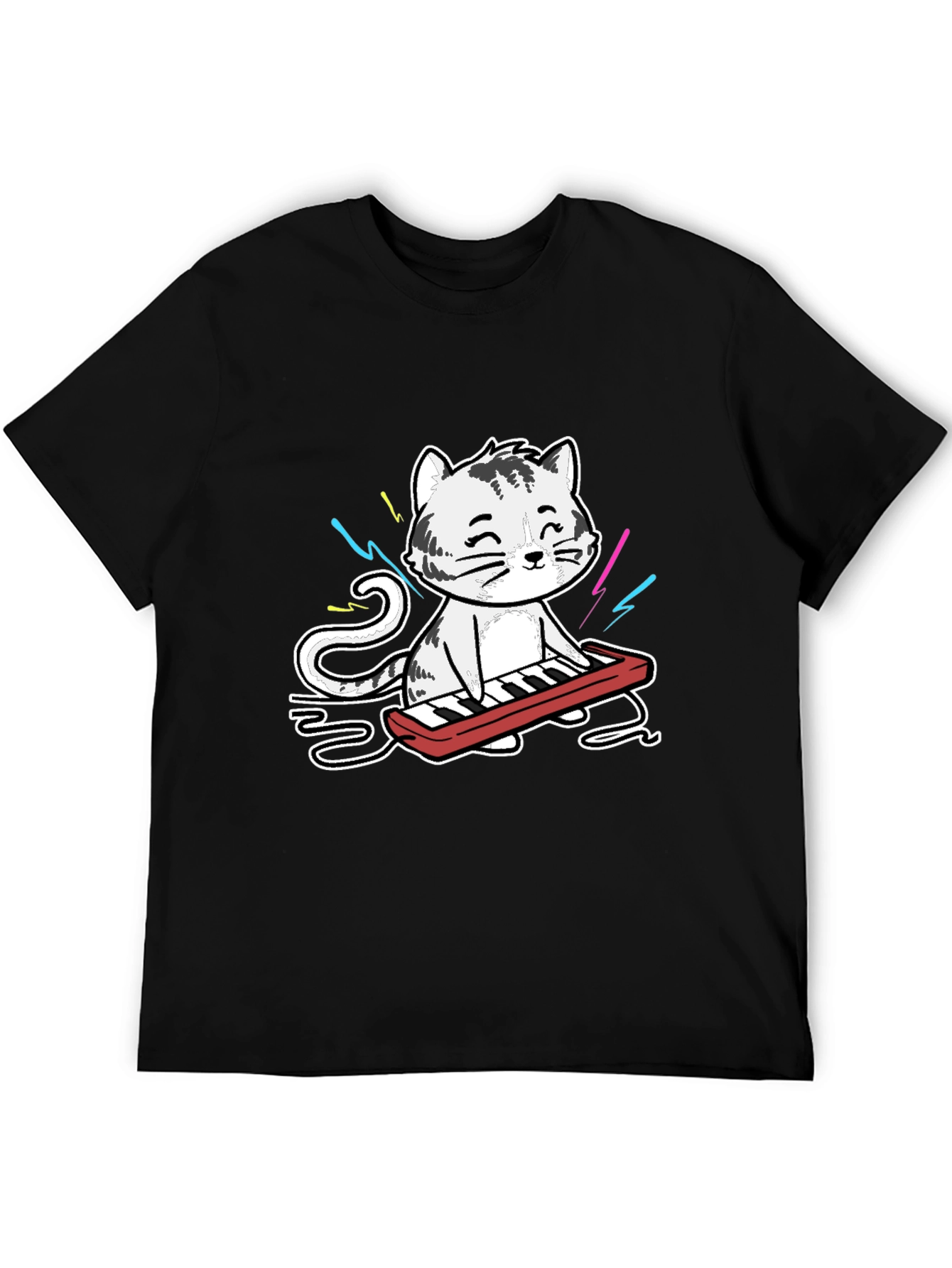 Cool Cat Keyboardist Graphic T-Shirt