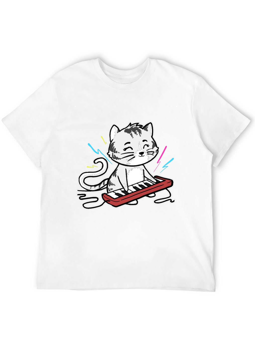 Cool Cat Keyboardist Graphic T-Shirt