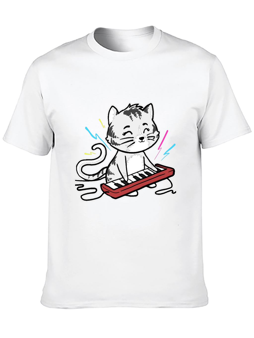 Cool Cat Keyboardist Graphic T-Shirt