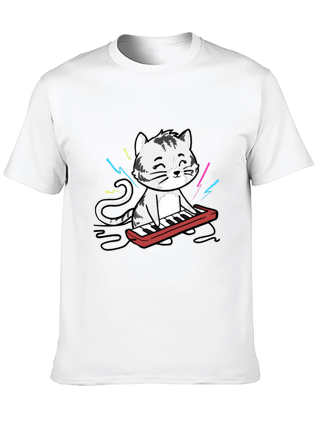 Cool Cat Keyboardist Graphic T-Shirt