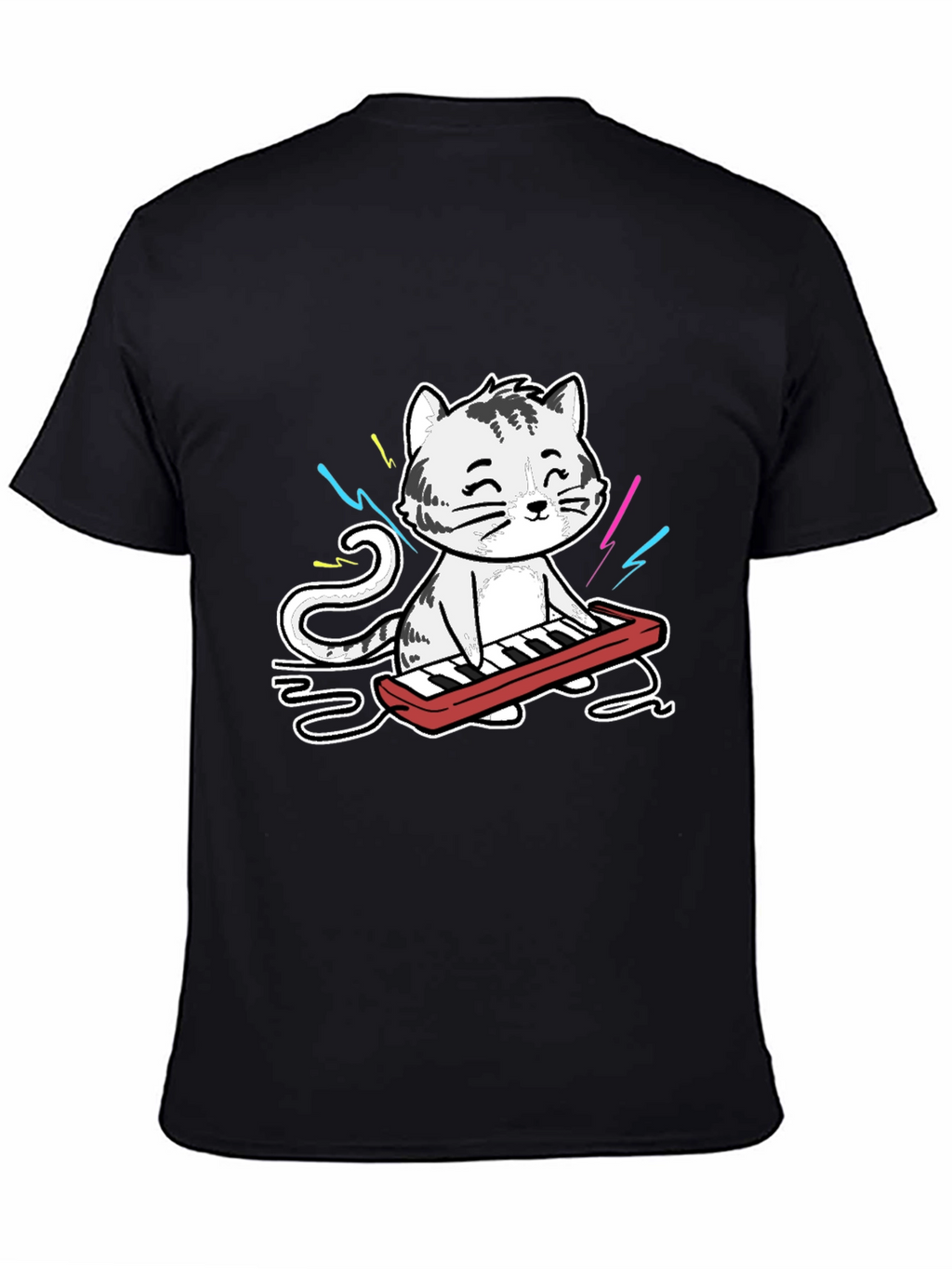 Cool Cat Keyboardist Graphic T-Shirt