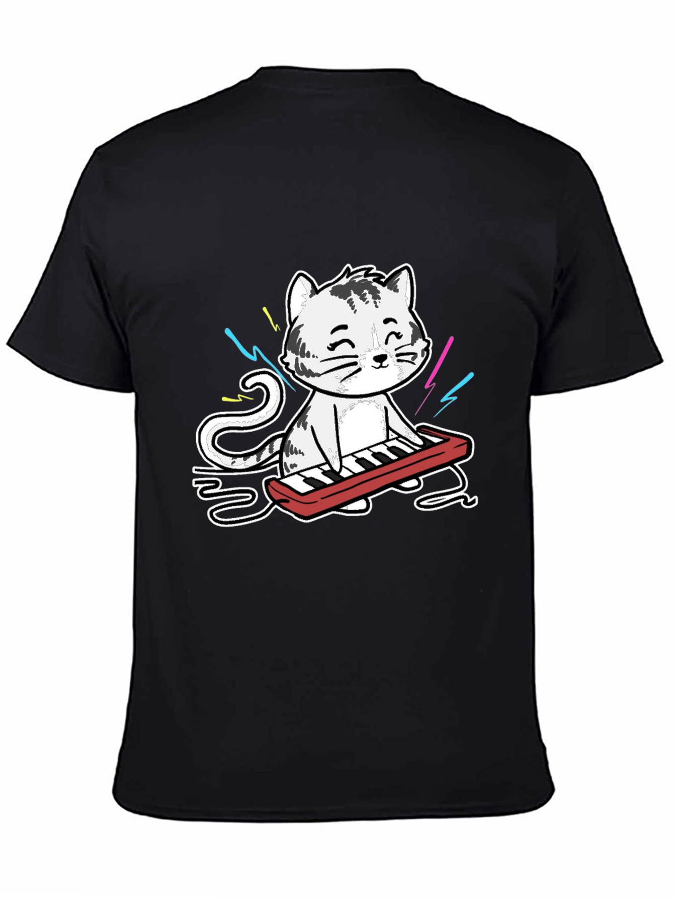 Cool Cat Keyboardist Graphic T-Shirt