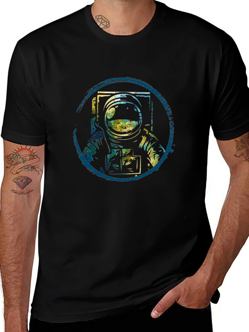 Astronaut Graphic Tee - Black Cotton Blend