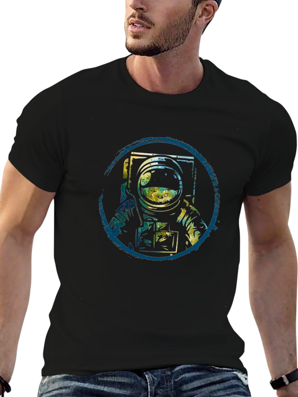 Astronaut Graphic Tee - Black Cotton Blend