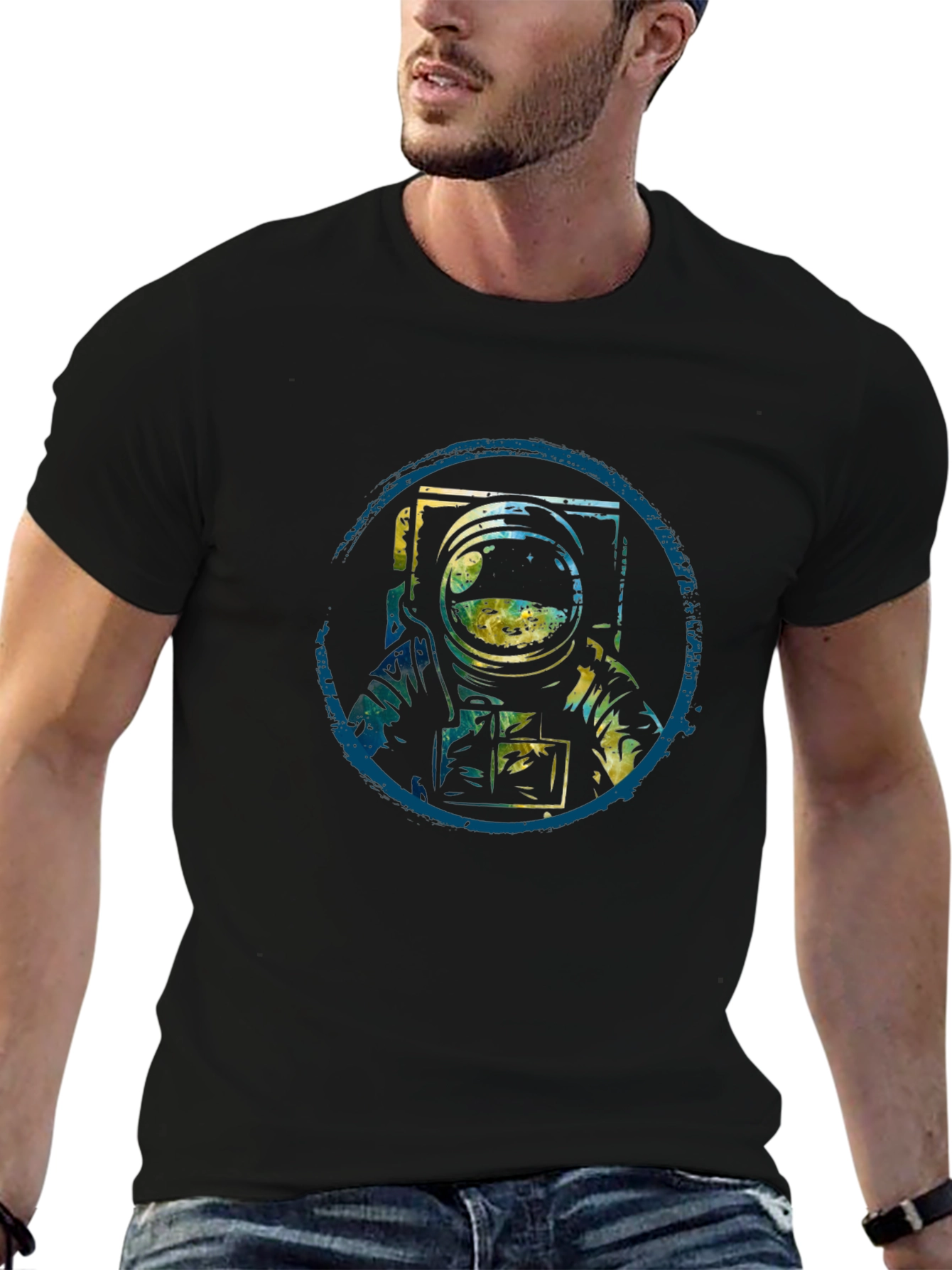 Astronaut Graphic Tee - Black Cotton Blend