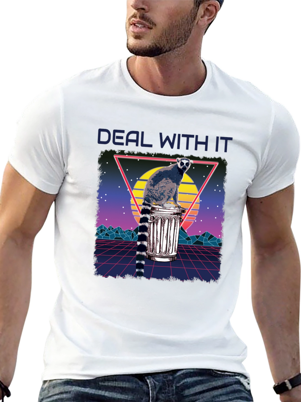 Retro Lemur Deal With It Graphic Tee