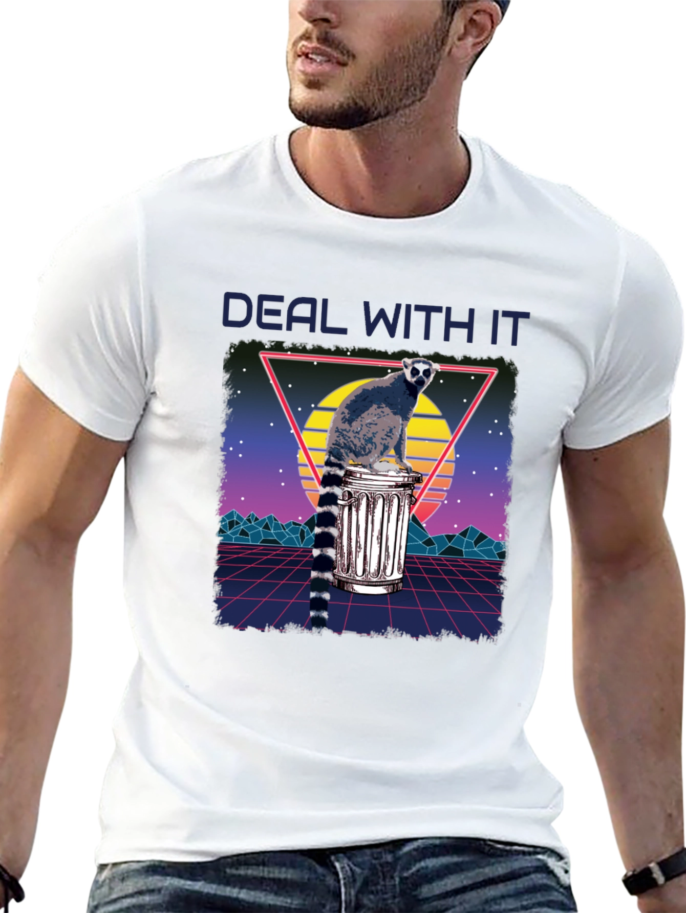 Retro Lemur Deal With It Graphic Tee