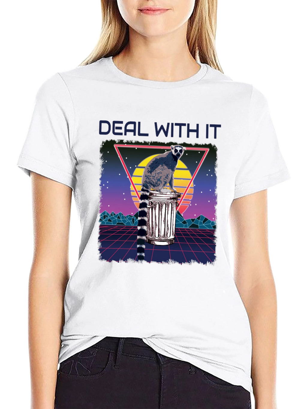 Retro Lemur Deal With It Graphic Tee
