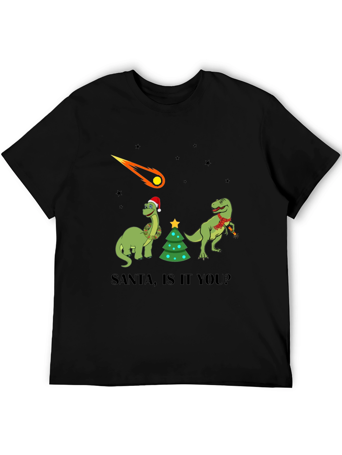 Dinosaur Christmas T-Shirt - Santa Is It You?