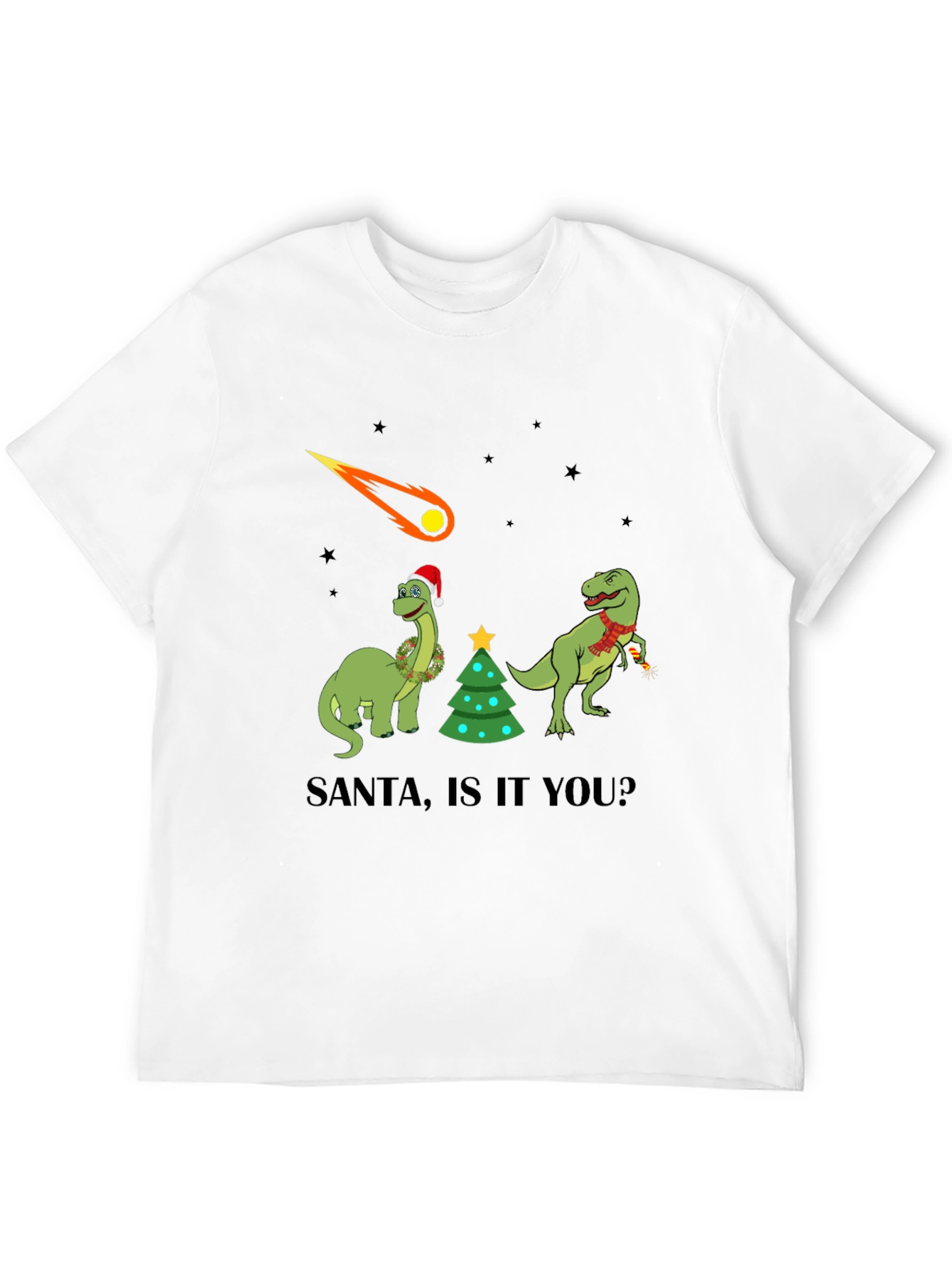 Dinosaur Christmas T-Shirt - Santa Is It You?
