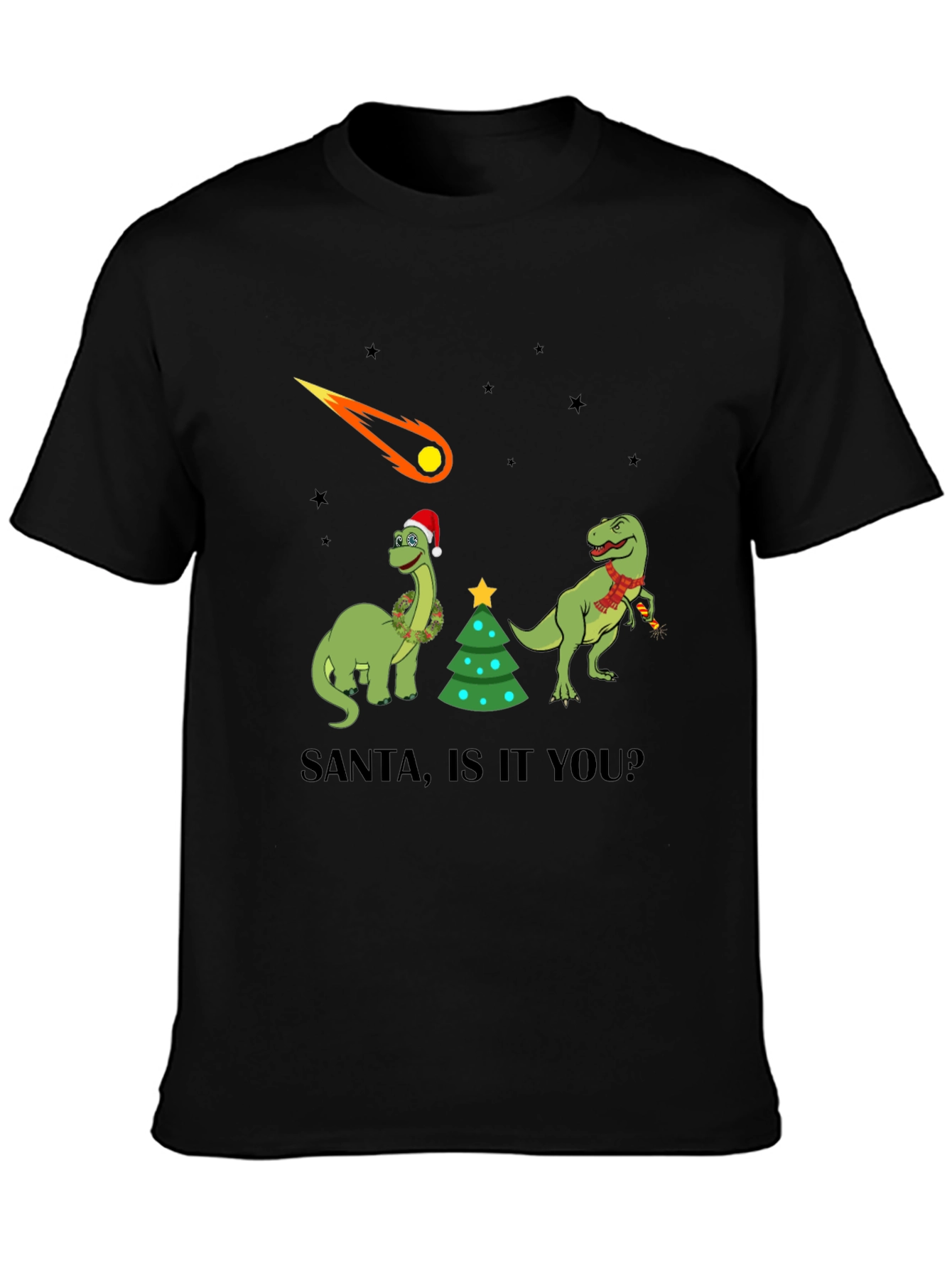 Dinosaur Christmas T-Shirt - Santa Is It You?