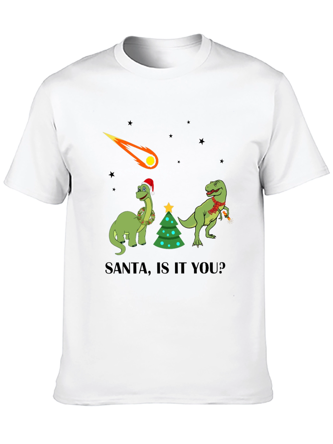 Dinosaur Christmas T-Shirt - Santa Is It You?