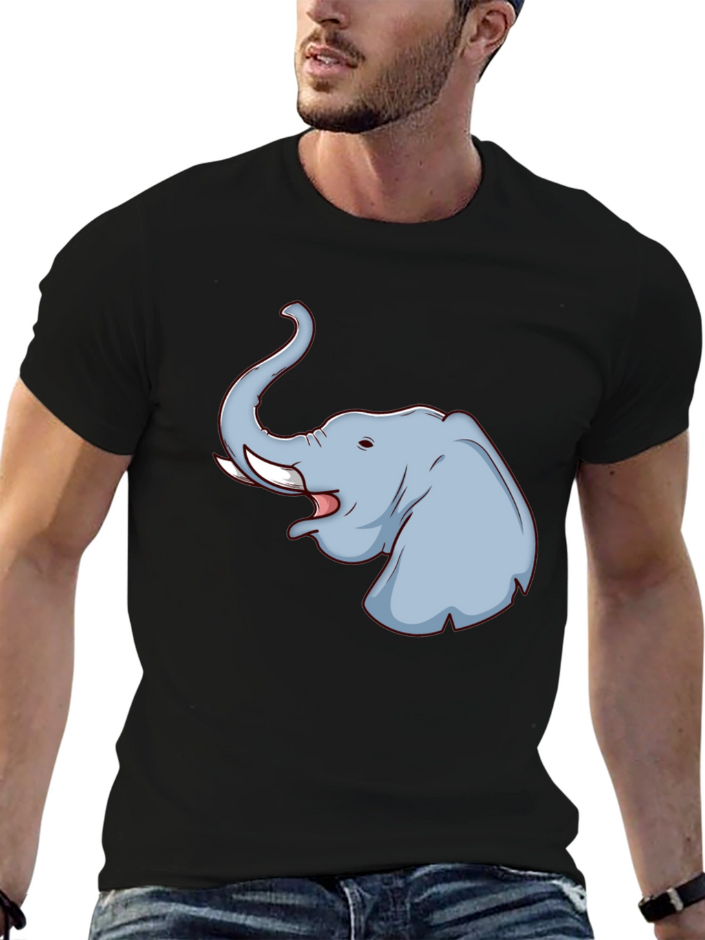 Elephant Graphic T-Shirt - Black Cotton Tee