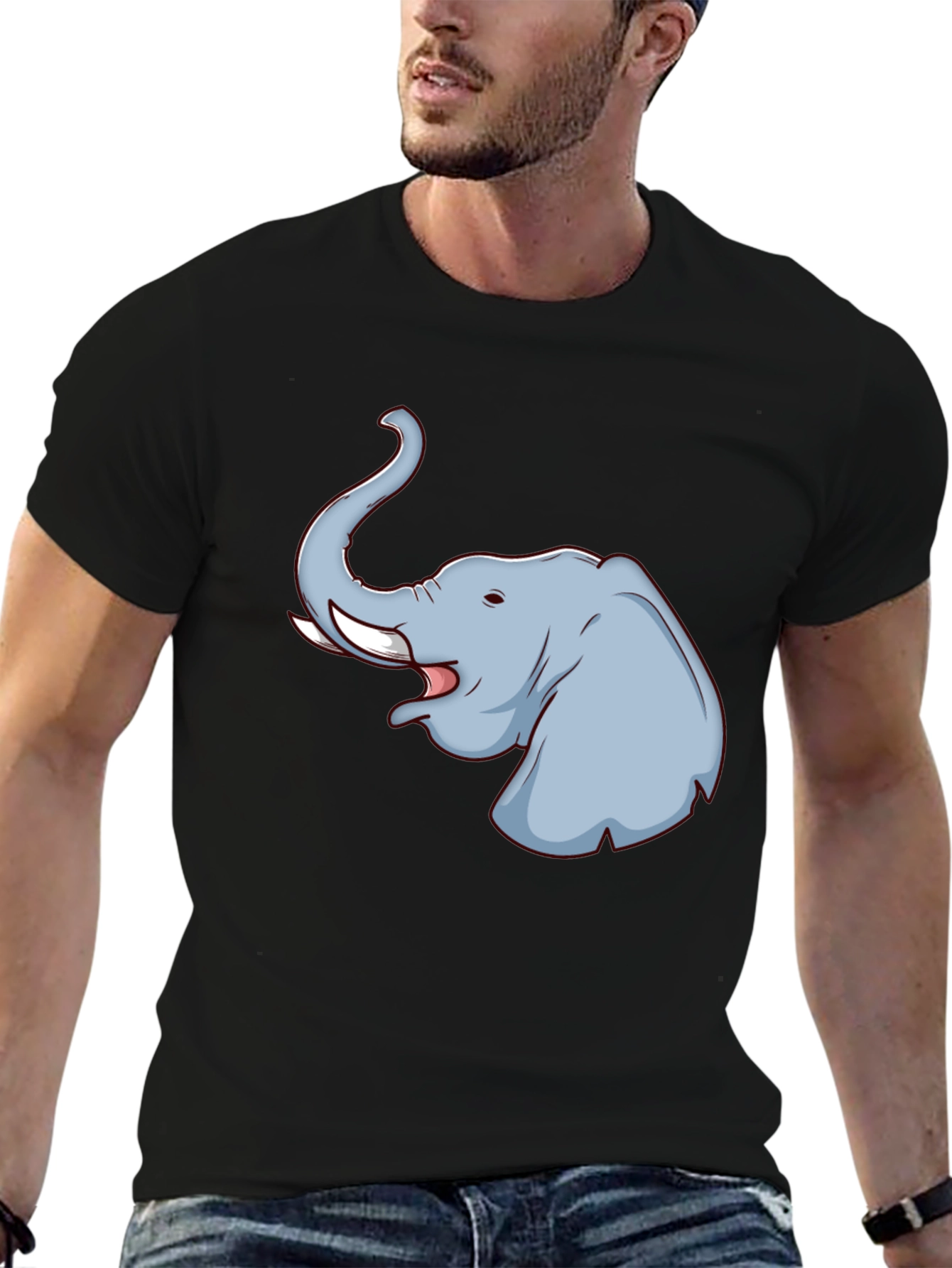 Elephant Graphic T-Shirt - Black Cotton Tee
