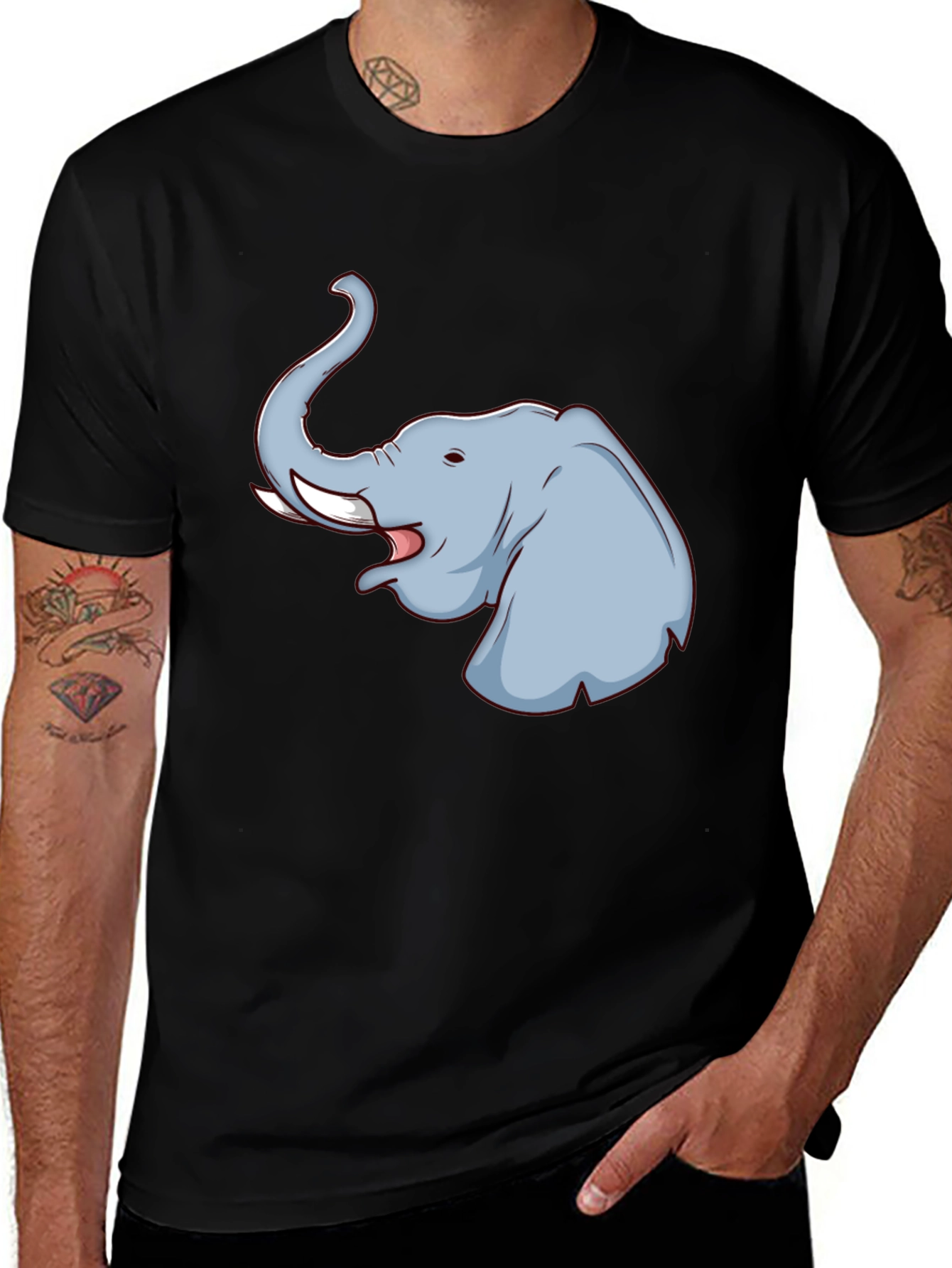Elephant Graphic T-Shirt - Black Cotton Tee