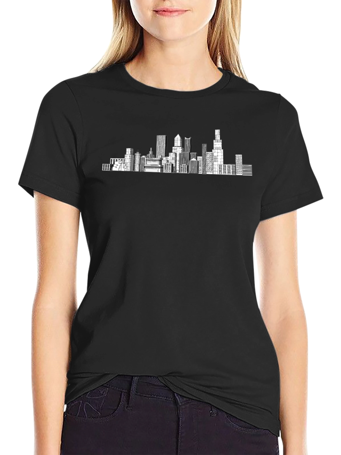 Cityscape Graphic Tee - Modern Black T-Shirt