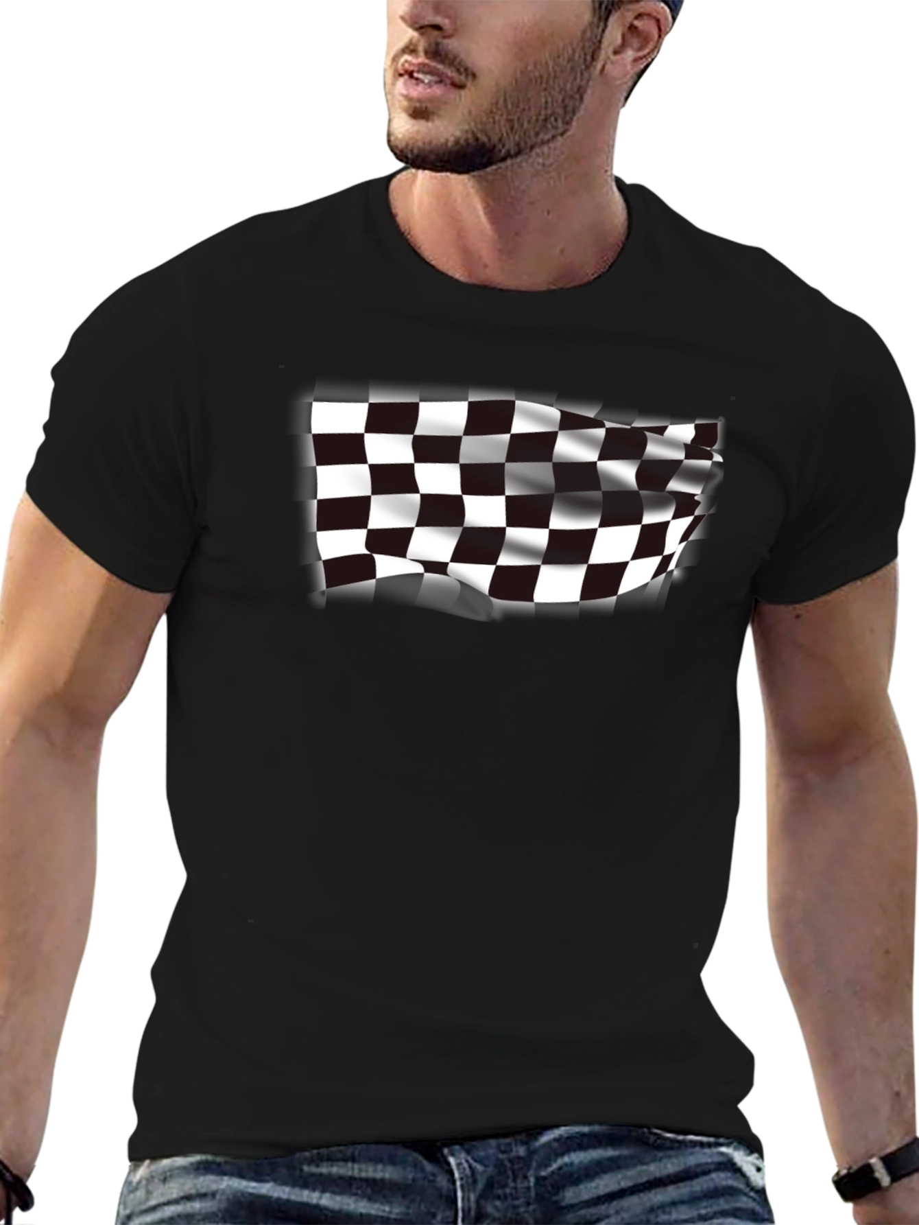 Checkered Flag Graphic Tee - Race Day Ready!