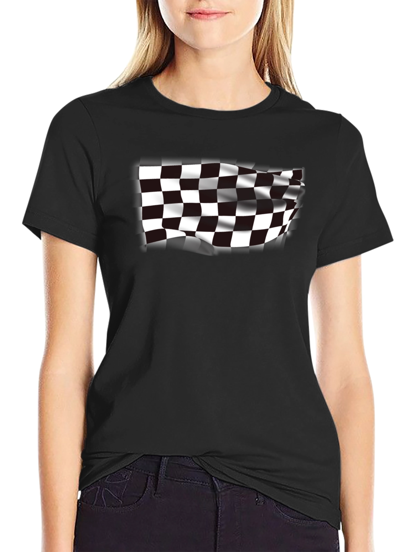 Checkered Flag Graphic Tee - Race Day Ready!